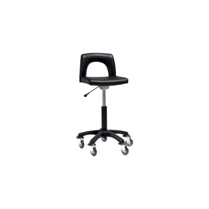 Picture of Sibel Square Stool with Backrest – Silent Anti-Hair Wheels